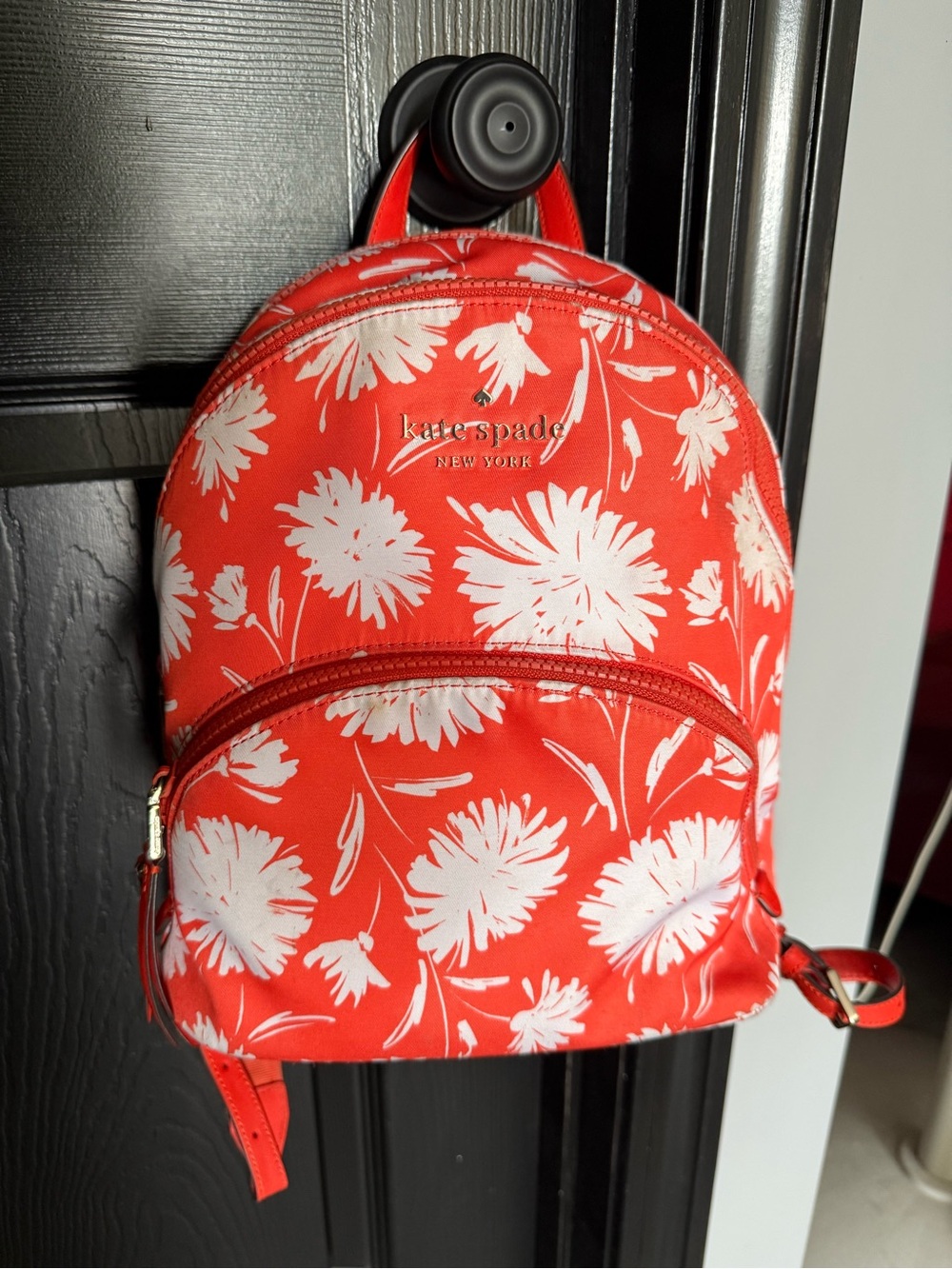 kate spade red and white floral mini backpack